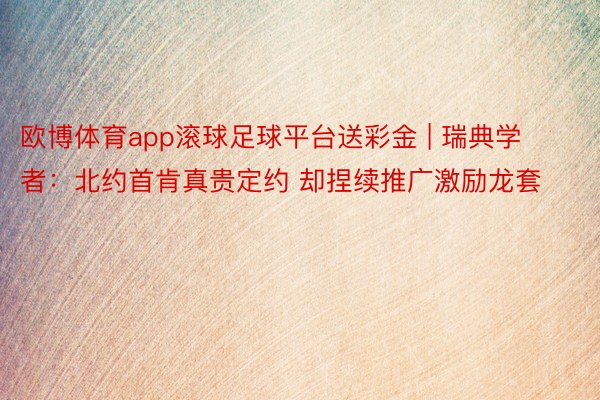 欧博体育app滚球足球平台送彩金 | 瑞典学者：北约首肯真贵定约 却捏续推广激励龙套