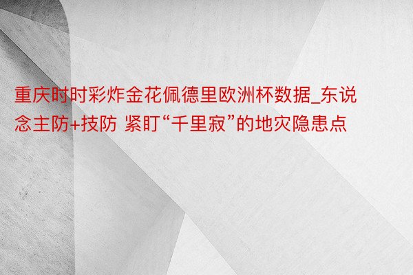 重庆时时彩炸金花佩德里欧洲杯数据_东说念主防+技防 紧盯“千里寂”的地灾隐患点